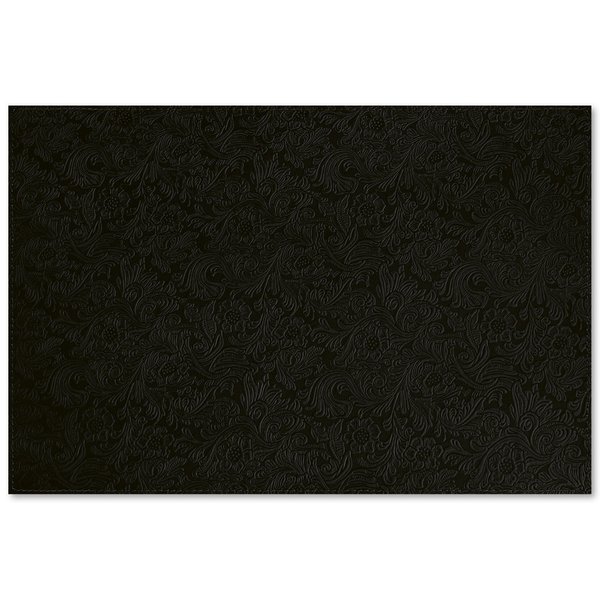 Tischauflage aus Büffelleder "Floral Schwarz"